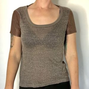 Elizabeth and James Leather Sleeve Burnout Tee